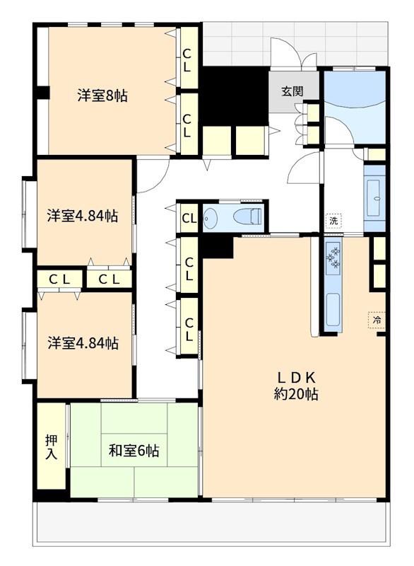 ウィンビュ三ツ沢(4LDK/3階)の間取り写真