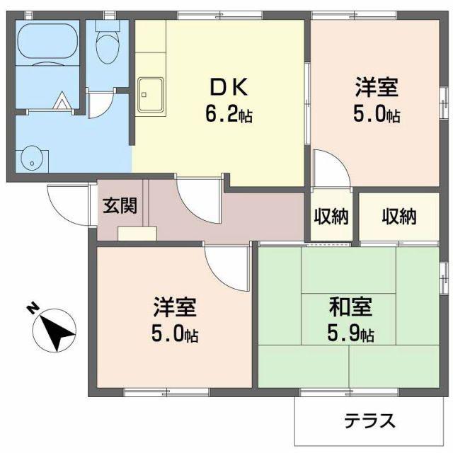 サンメゾンくすの木(3DK/2階)の間取り写真