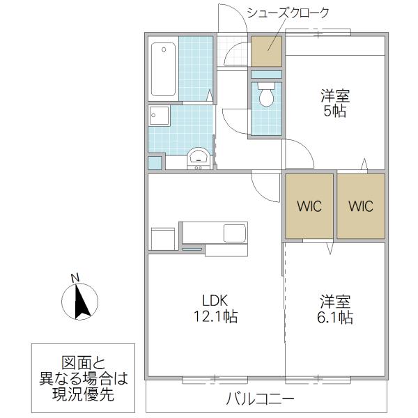 ラ・ペジブル B(2LDK/3階)の間取り写真