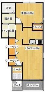 ムーンシャインC(1LDK/1階)の間取り写真