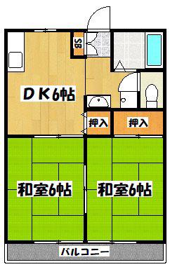 酒井ハイツ(2DK/1階)の間取り写真