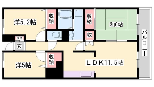 アメニティコート西明石 3号棟(3LDK/4階)の間取り写真