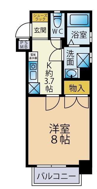 ダイナコート小倉下到津(1K/4階)の間取り写真
