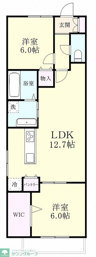 戸塚東1丁目D-ROOM計画(2LDK/1階)の間取り写真