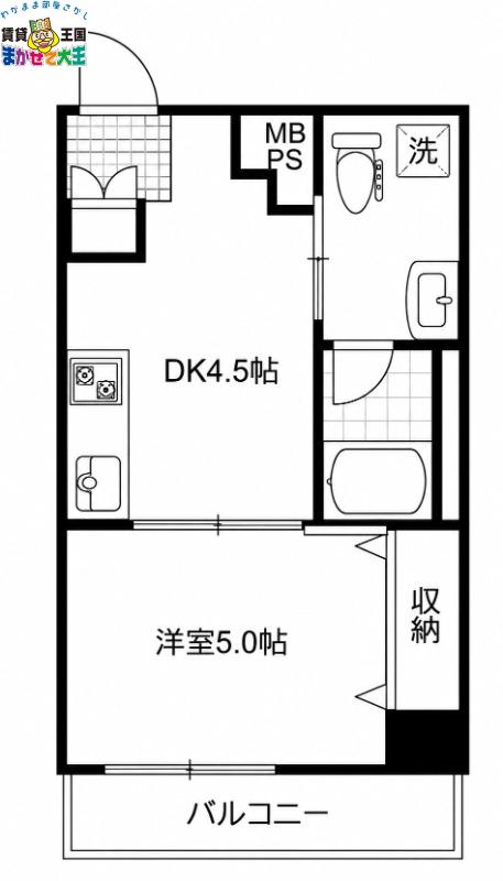 フューチャー若葉(1DK/4階)の間取り写真