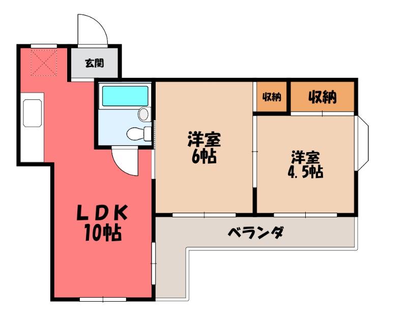 リアルスクエア水城公園(2LDK/3階)の間取り写真