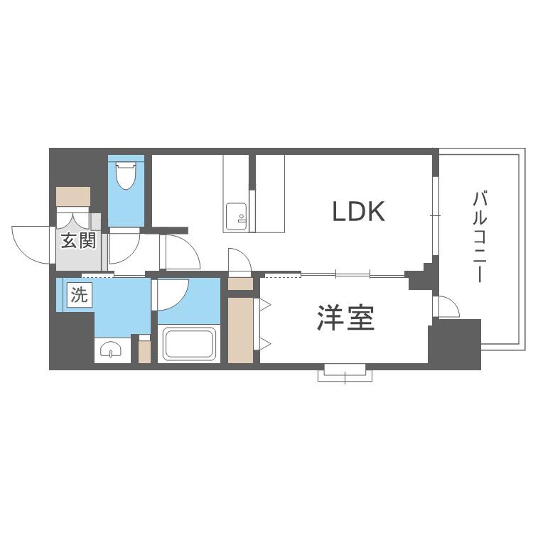 スプランディッド難波キャトル(1LDK/2階)の間取り写真