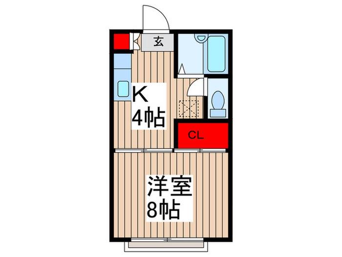 フレンドシップ岩沢E(1K/2階)の間取り写真