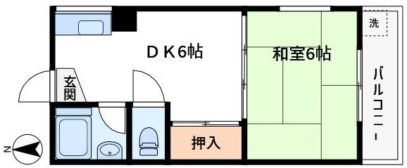 永田マンション(1DK/5階)の間取り写真