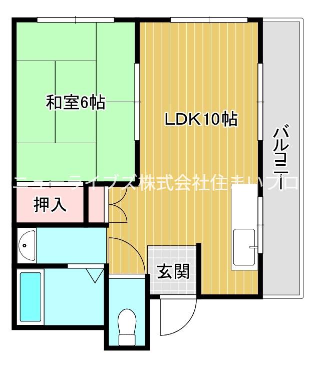 第2ハイツタカヒロ(1LDK/2階)の間取り写真