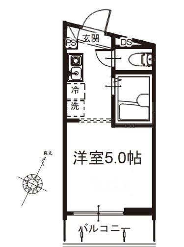 メルディア与野本町IIA(ワンルーム/1階)の間取り写真