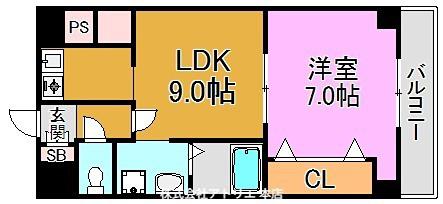 ドゥ・ミル・アン東大阪(1LDK/5階)の間取り写真