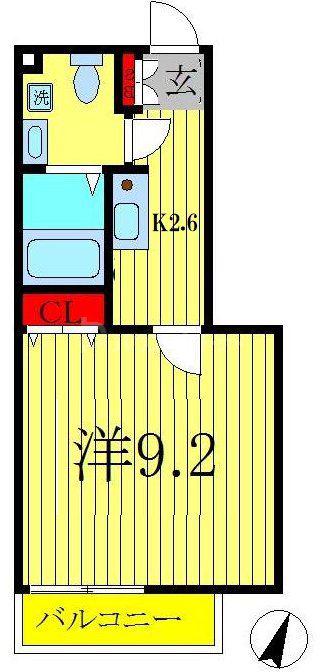 クオーレ北小金(1K/2階)の間取り写真