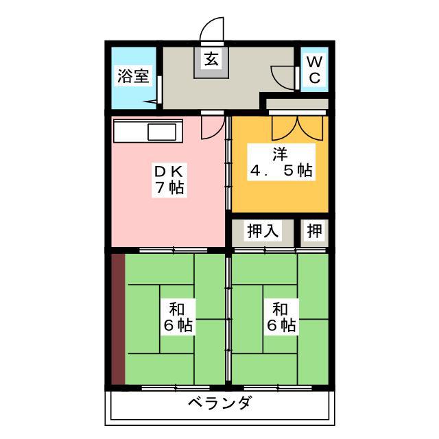 コーポすぎもとA(2LDK/1階)の間取り写真