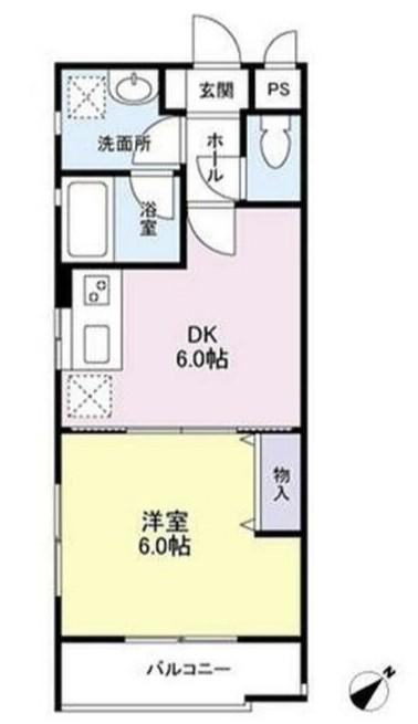 プレミール松庵(1DK/2階)の間取り写真