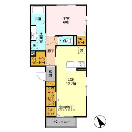 イルミネイト(1LDK/2階)の間取り写真