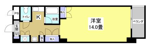 エンブレム元浜(1K/3階)の間取り写真