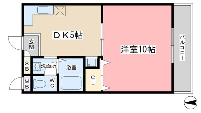 マーメゾン山科(1DK/2階)の間取り写真