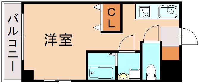 ジェントリー高宮(1K/4階)の間取り写真