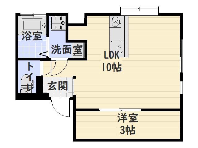 華なんBLD(1LDK/3階)の間取り写真