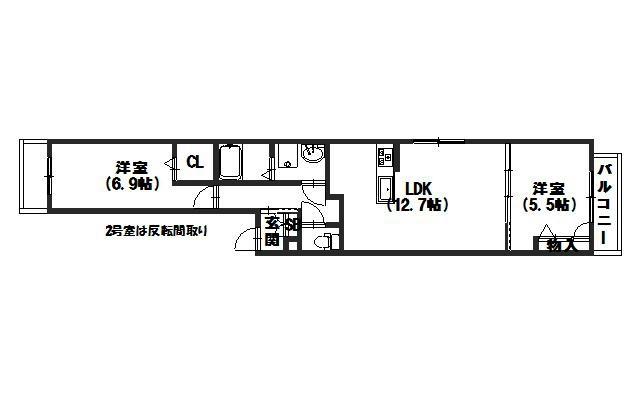 サンライズいのうち(2LDK/2階)の間取り写真