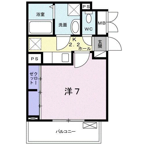ソレイユ セジュ(1K/2階)の間取り写真