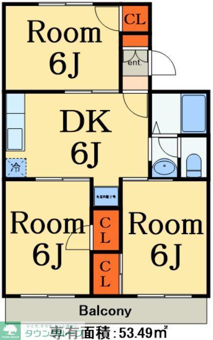 メゾンドールハマ一番館(3DK/2階)の間取り写真