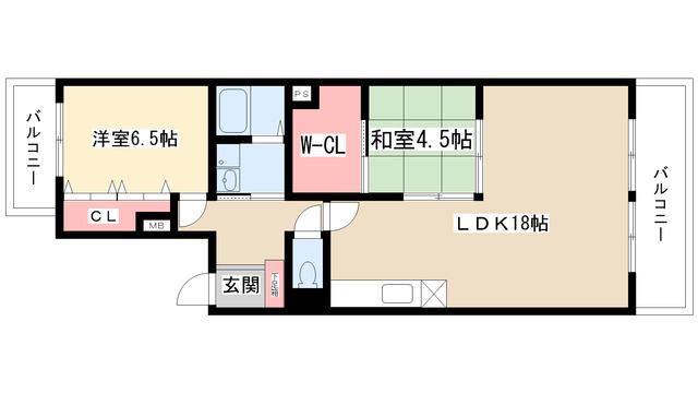 サンヒルマンション(2LDK/1階)の間取り写真