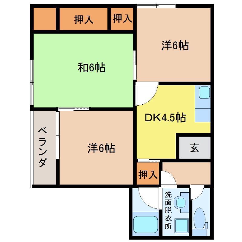イザワビル(2LDK/5階)の間取り写真