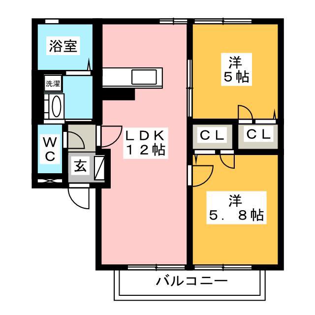 フェリアード(2LDK/2階)の間取り写真