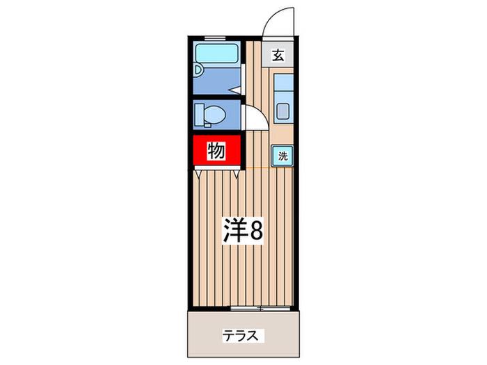 ローズコート(ワンルーム/1階)の間取り写真