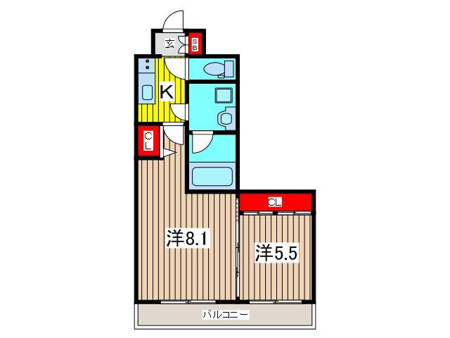 クレアポルテ川口元郷(2K/2階)の間取り写真