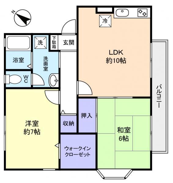 ネオハイツ・ハチヤ(2LDK/1階)の間取り写真