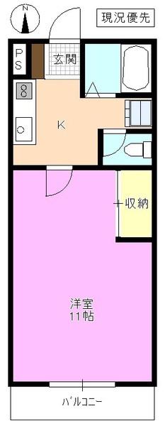 プレインレジデンス(1K/2階)の間取り写真