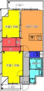 FREEDOM RESIDENCE堺寺地町(2LDK/9階)の間取り写真
