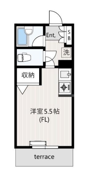 テラマエフラッツ高津(ワンルーム/1階)の間取り写真