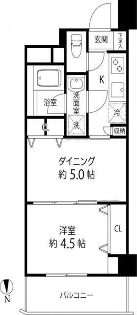 デュオステージ白金高輪(1DK/3階)の間取り写真