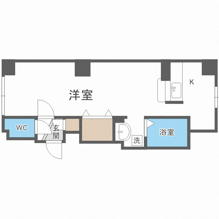 ノース266(1DK/4階)の間取り写真