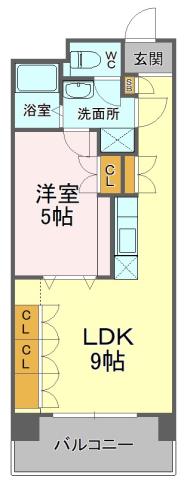 アルコV(1LDK/4階)の間取り写真