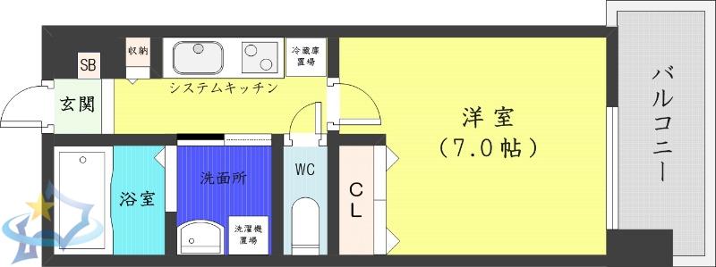 S-RESIDENCE円山表参道(1K/5階)の間取り写真