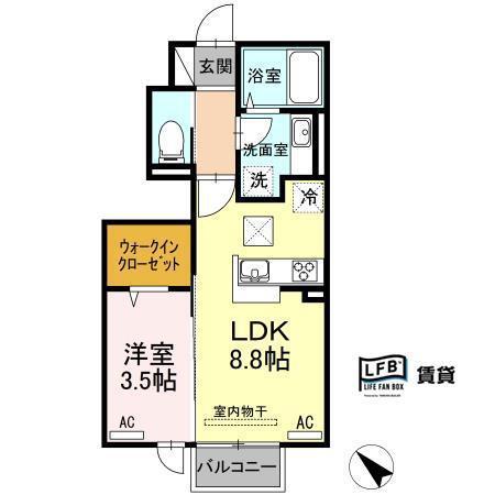 ネヘレスコール(1LDK/1階)の間取り写真