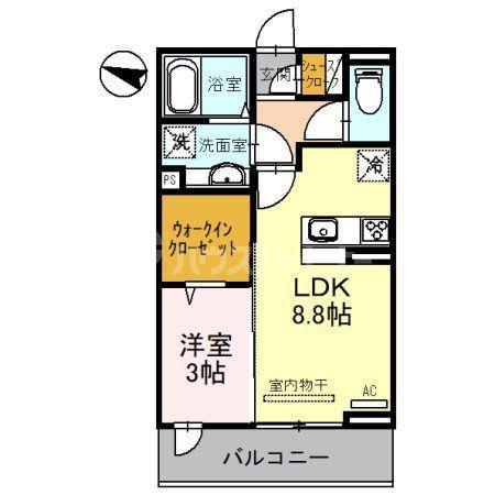 AZURE(1LDK/2階)の間取り写真