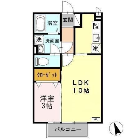 クイール(1LDK/2階)の間取り写真