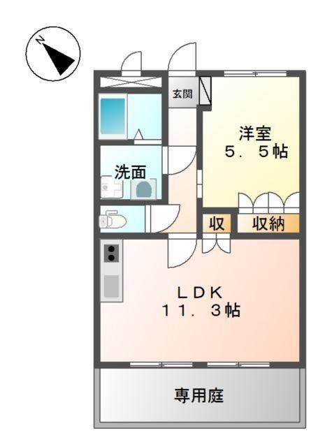 花みずき(1LDK/1階)の間取り写真