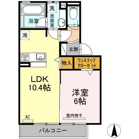 RIVIERE(1LDK/2階)の間取り写真