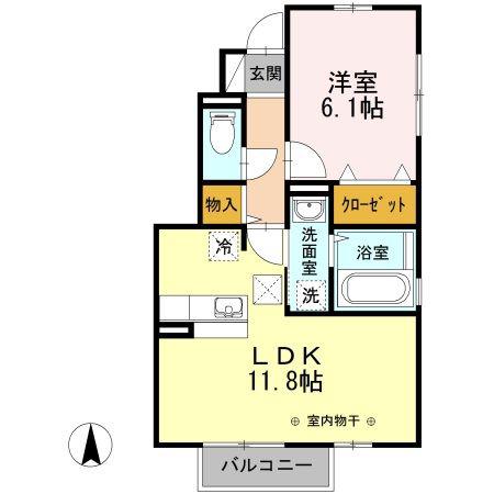 セジュール 桜つつみII(1LDK/1階)の間取り写真