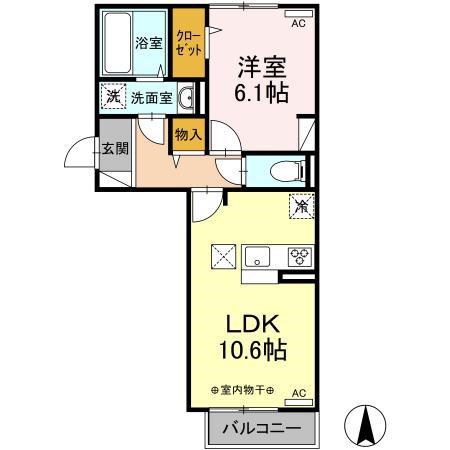 ピアニー(1LDK/2階)の間取り写真