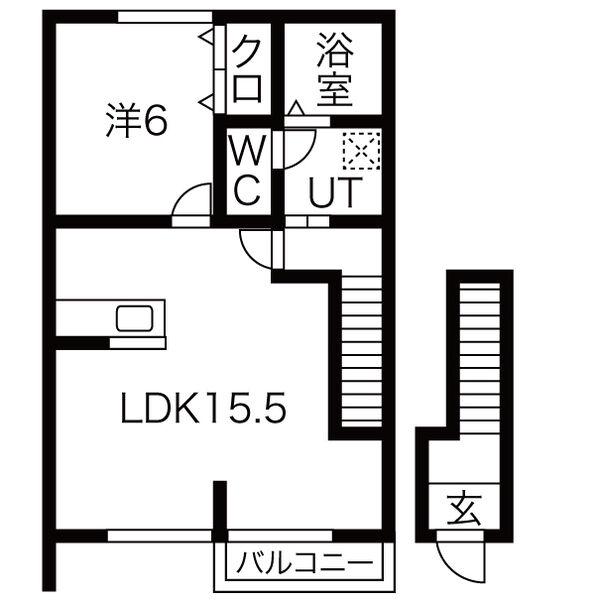 ユイマール(1LDK/2階)の間取り写真
