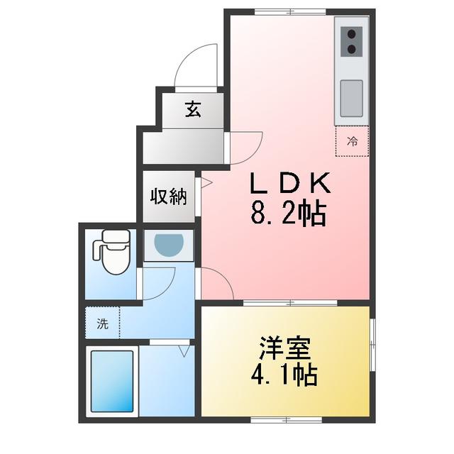 ナリトモ赤井A(1LDK/1階)の間取り写真