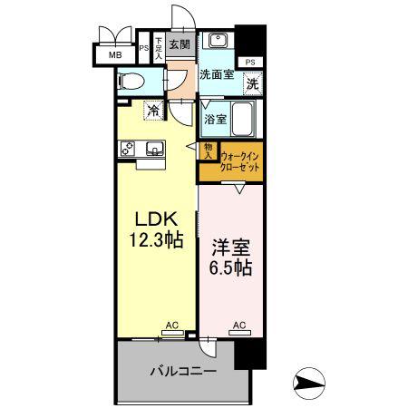 LENVOL MEIEKI(1LDK/6階)の間取り写真